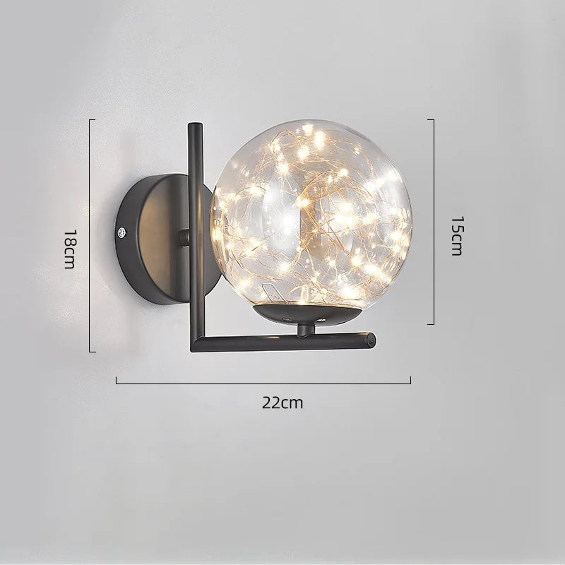 Nordic Wall Lamp Bedroom Bedside Light Warm Romantic LED Lights Luxury Living Room Modern Sconce Starry Background Lighting