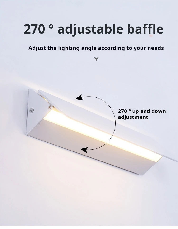Indoor LED Wall Lamp Adjustable Angle Aluminum Alloy Wall Light Home Living Room Bedroom Vanity Mirror Bedside Lights