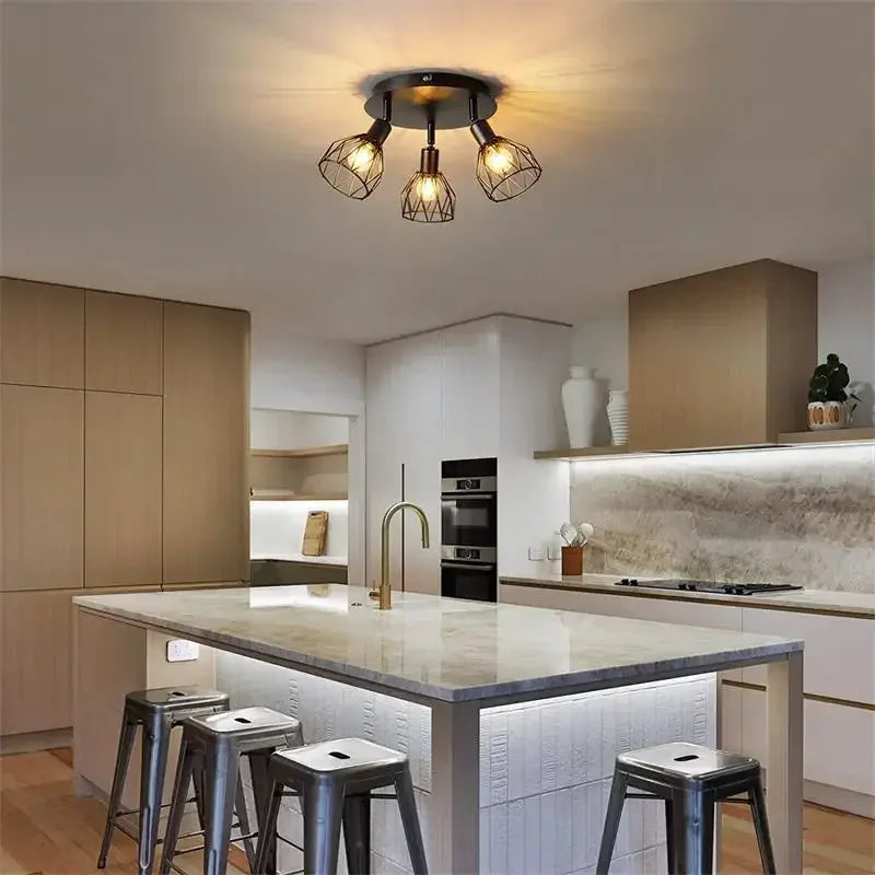 American ceiling light industrial style living room foyer hallway Ceiling lamp Bedroom interior Ceiling lighting 3heads