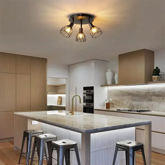 American ceiling light industrial style living room foyer hallway Ceiling lamp Bedroom interior Ceiling lighting 3heads