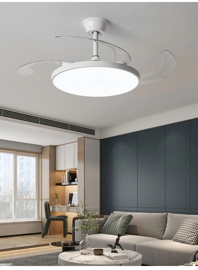 Electric Fan Chandelier Led Ceiling Lamp Room Decoration Dining Table Living Home Silent Bedroom Circulator Fan Light Fixture
