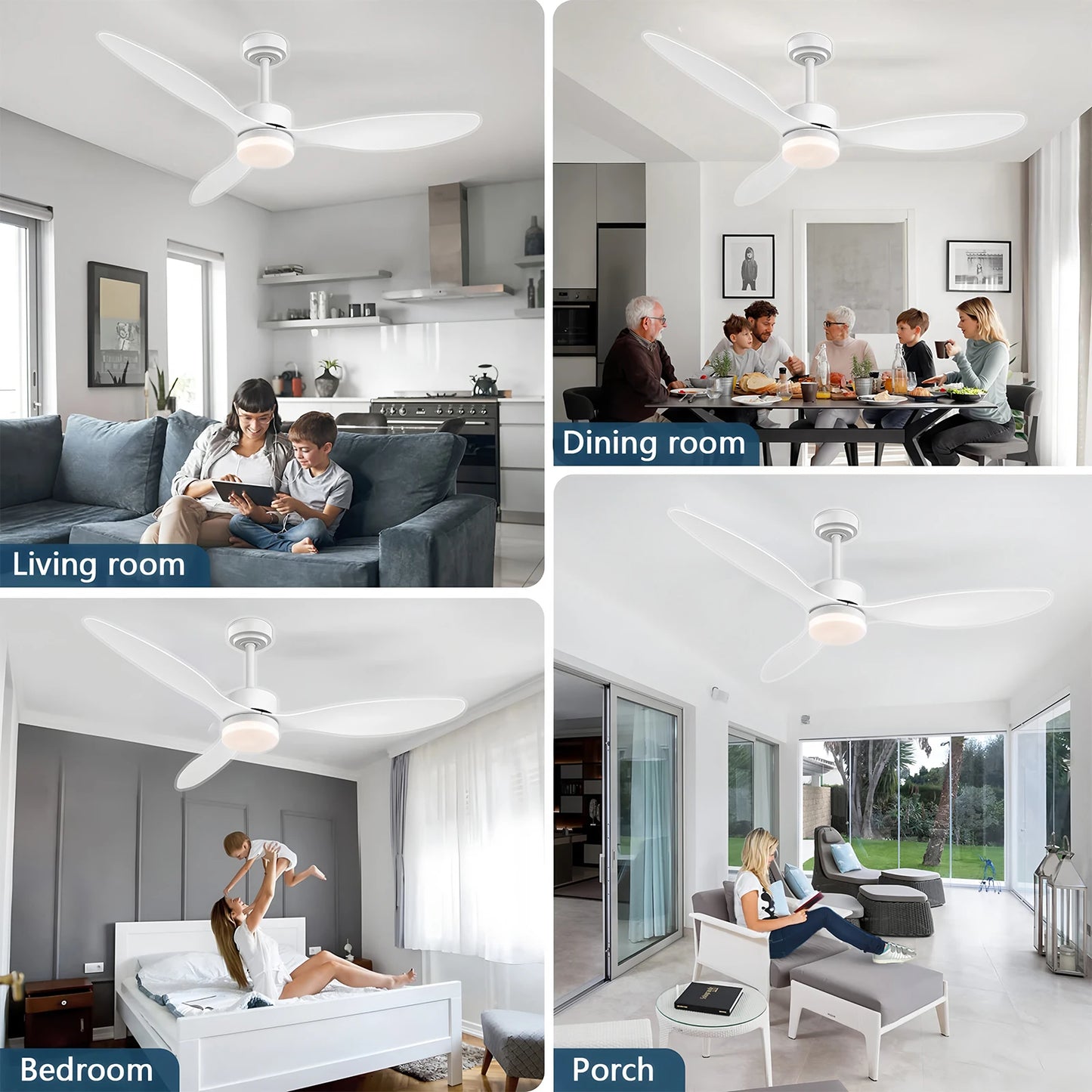 Large Ceiling Fan with Light Long Pole Three-leaf Smart App Remote Control Electric Fan 6-speed Silent Timing Ceiling Fans