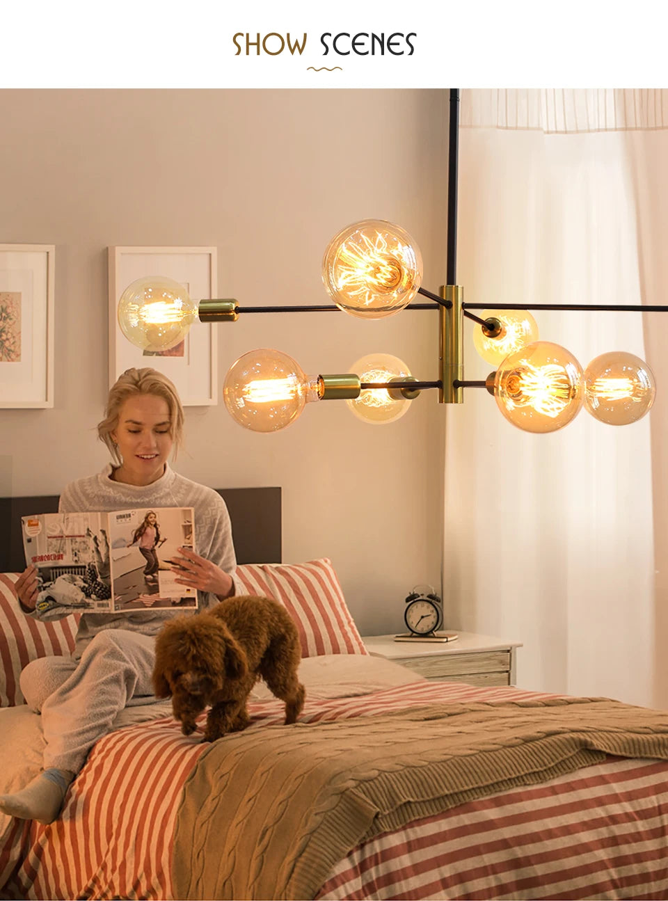 Nordic Modern Chandelier Hanging Lamps For Ceiling Home Decor Living Room Bedroom Pendant Indoor Fixtures E27 G95 G125 Milk Bulb
