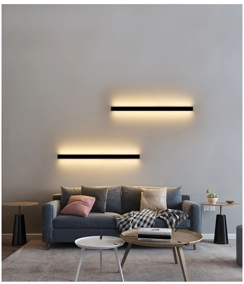 Long Wall Light outdoor Waterproof Modern Long Strip LED lighting wall lamp IP65 Garden AC 85-256v outdoorDecoration