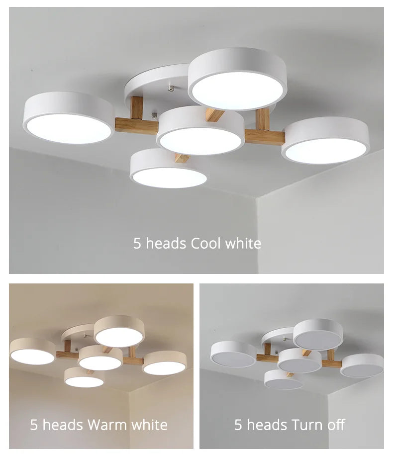 Nordic Style Personalized Macaron Ins Chandelier Bedroom Ceiling Decoration Lamp Modern Minimalist Wood Art Living Room Led Lamp