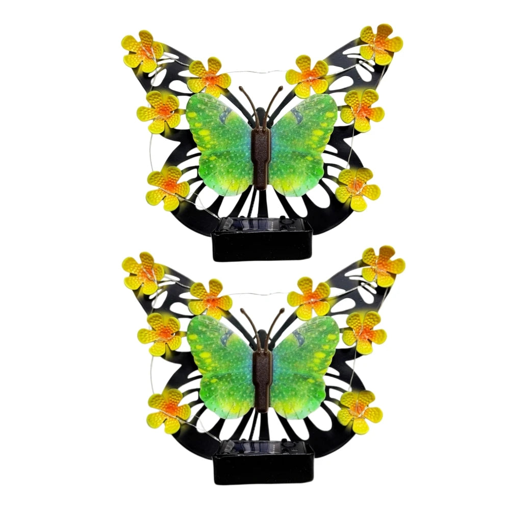 Solar Outdoor Butterfly Wall Decor Metal Decorative Lights Waterproof Butterfly Decoration for Outside Patio Yard Porch