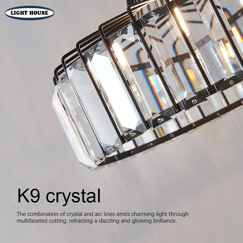 Modern K9 Crystal Pendant Light Led Ceiling Lamp Living Dining Room Nordic Chandelier Aisle Decor Balcony Corridor Fixture Lumi
