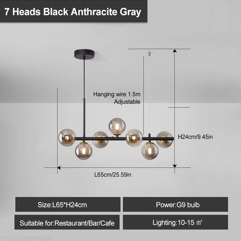 Modern Glass Pendant Lights Black Gold For Living Room Kitchen Restaurant Hotel Bar Front Desk Decor Hanging Lighting Fixture