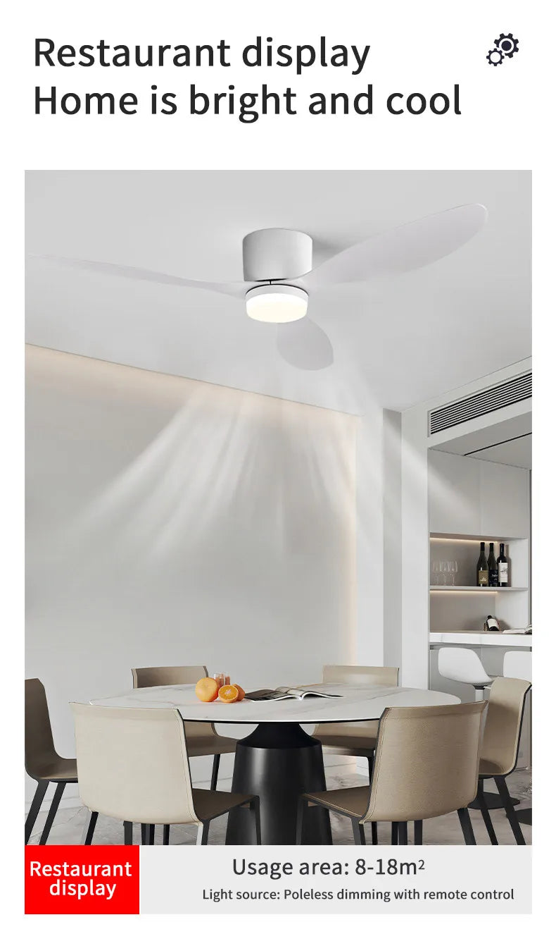 LED Light DC Motor Modern Ceiling Fan Kitchen Living Room Dining Room Household High Air Volume Remote Control Pendant Light