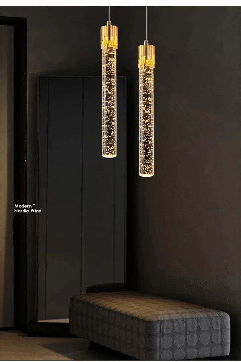 Nordic Crystal Pendant Lights LED Ceiling Lamp Bedside Hanging Lighting for Living Room Kitchen Bedroom Ceiling Home Decor