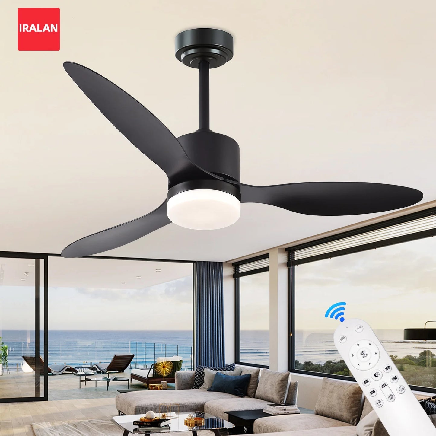 IRALAN Ceiling Fan LED Lighting Cool Home Ventilation Electric Fan Smart Large 6-speed Silent and Timer Ceiling Fan with Light