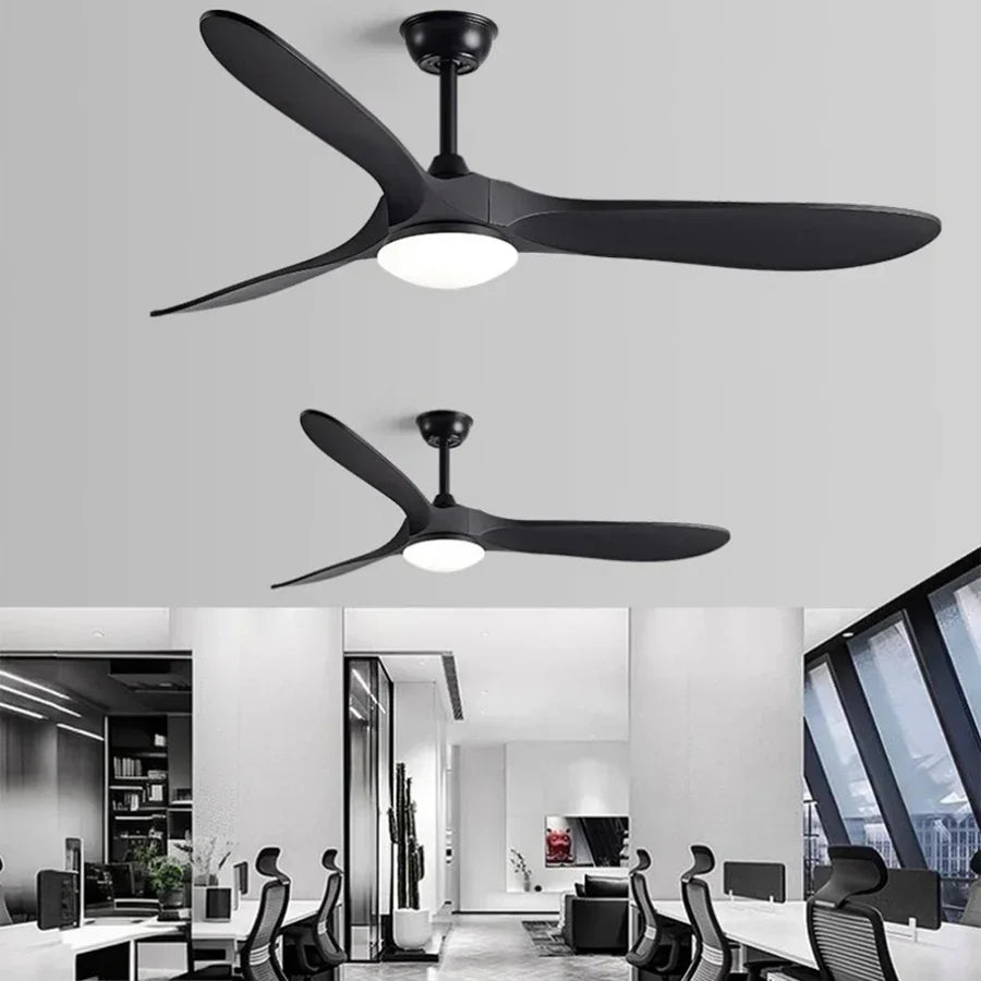 Low Floor Modern Ceiling Fan Without Light 42/52 Inch DC Motor Reversible Blade Remote Control LED Fan with Light Pendant Lamp