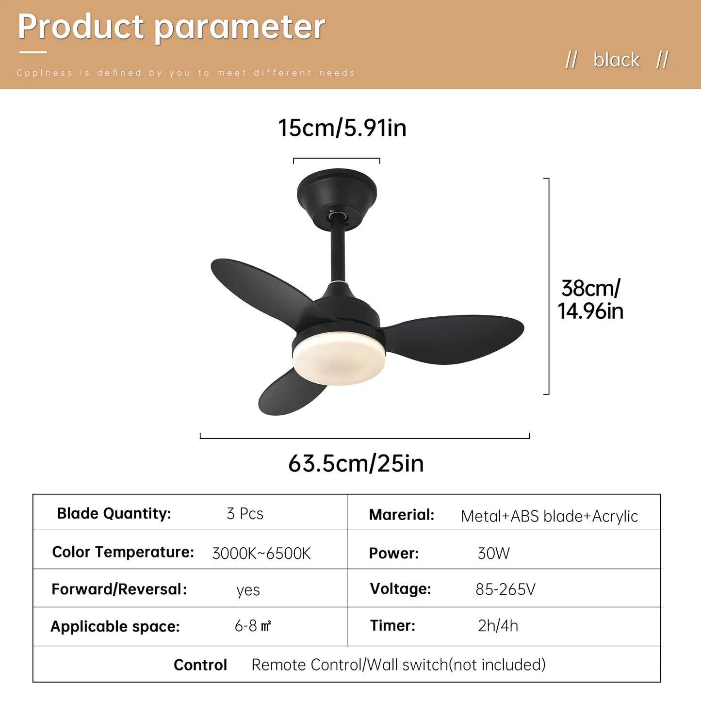 Ceiling Fan With Light,25 Inch/42 Inch/52 Inch Low Profile Ceiling Fan with remote control, For Indoor and Covered Outdoor