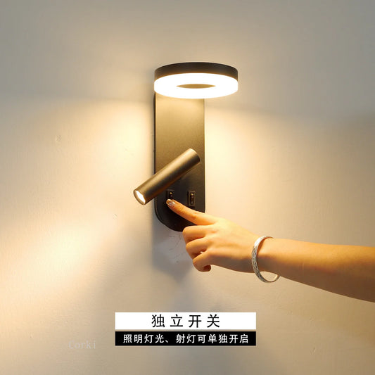 New Minimalist Wall Lamp Rotatable Spotlight Creative Bedroom Bedside Lamp Design Modern Led Wall Sconce ligjt for Hotel Rooms