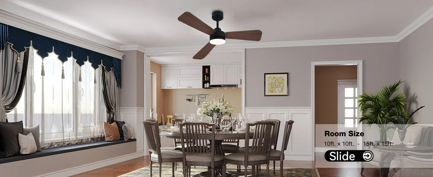 Ceiling Fan with Light, 3CCT, Silent DC Motor, Remote Control, Living Room, Bedroom, Dining Room and Study, Fan Light