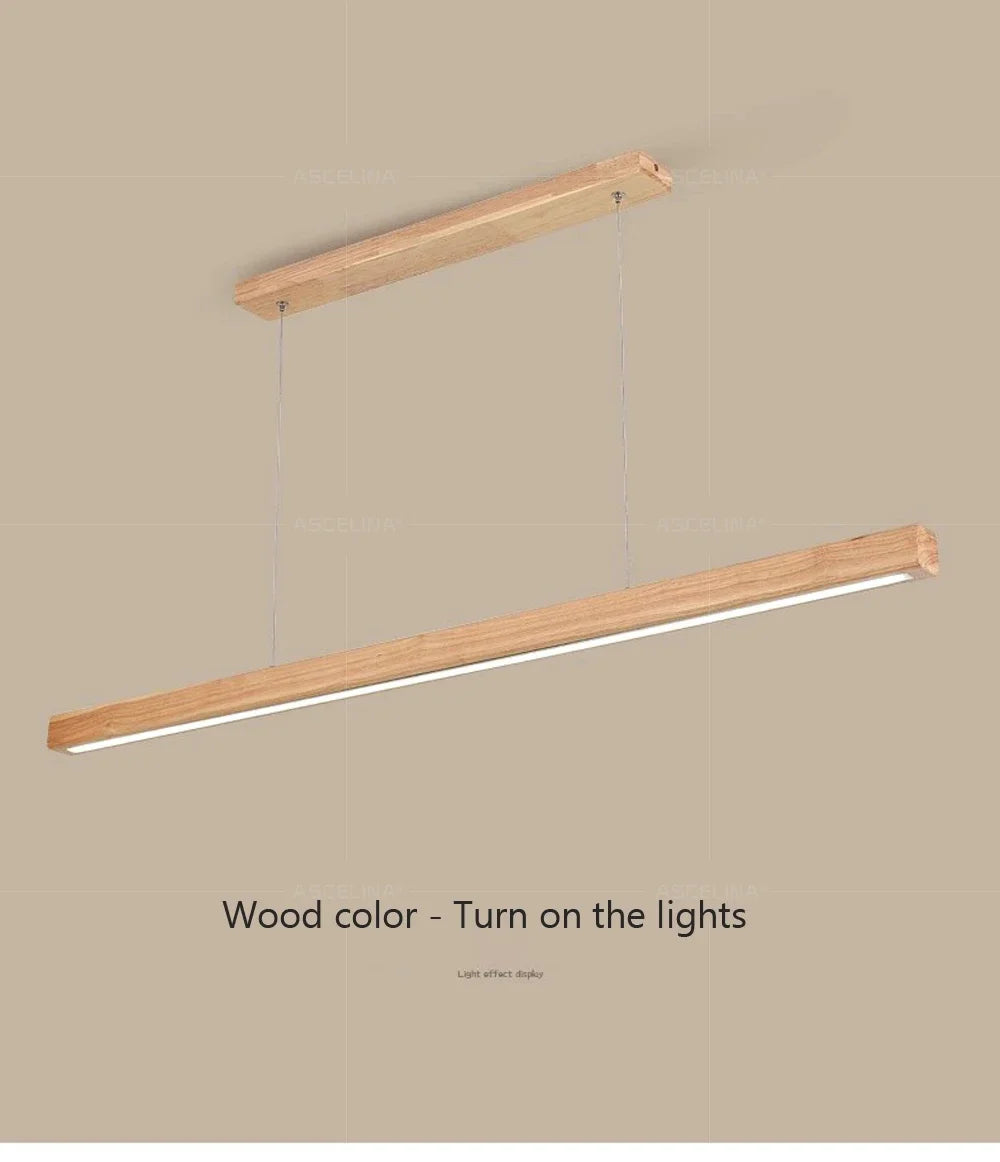 Modern LED Pendant Light wood Long Strip dining table lamp suspension Chandelier for living dining room kitchen lighting fixture