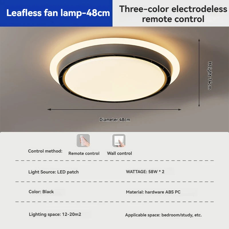 Full spectrum bladeless fan light new model, invisible and silent ceiling fan light for bedroom and master room