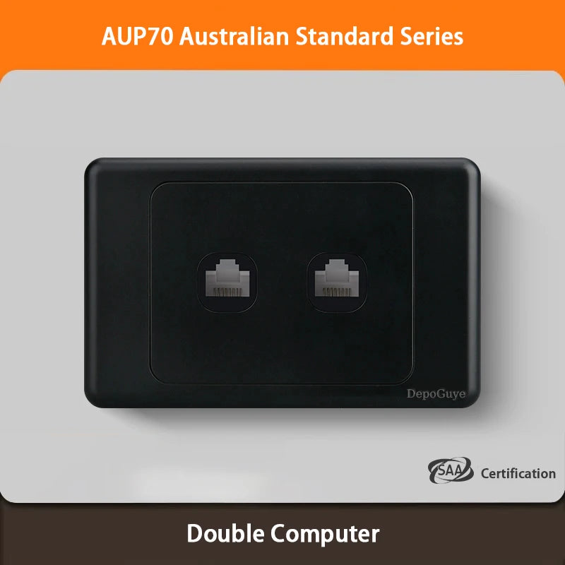 Black Australian Standard USB C Wall Dual Socket with 1/2/3Gang Switch,AU Plug Adapter Mobile Phone Charging Power 10A Outlet