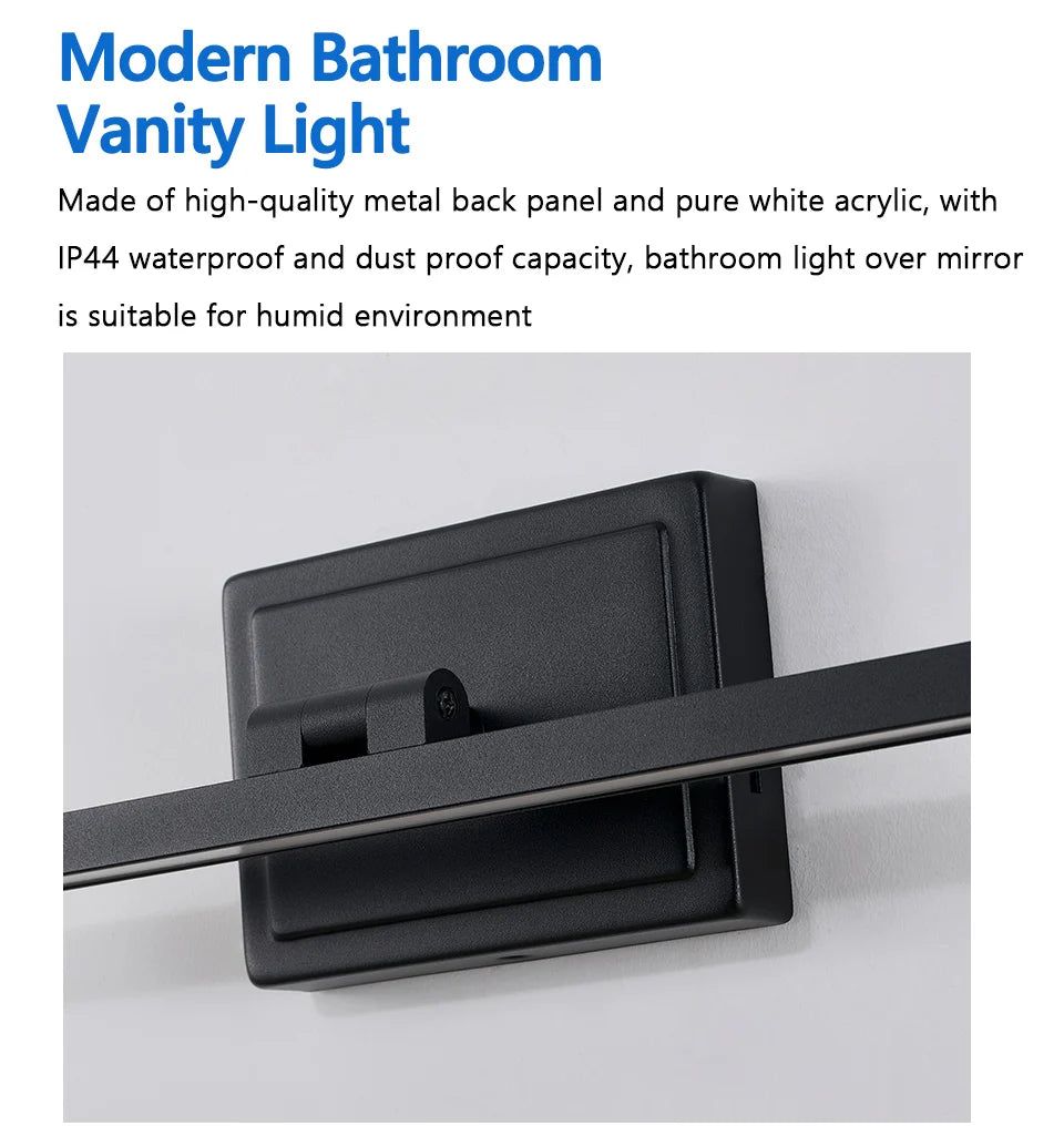Modern Bathroom Vanity Light LED Dimmable 5CCT Bathroom Light Fixture 180° Rotatable for Over Mirror Bar Bathroom Restroom Decor
