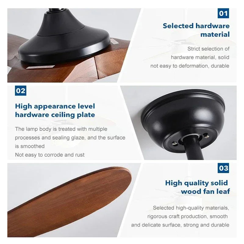 42/52/60/70 Inch Large wooden ceiling fan with DC Motor Remote Control ceiling lamp fan Electric fan for Living room bedroom
