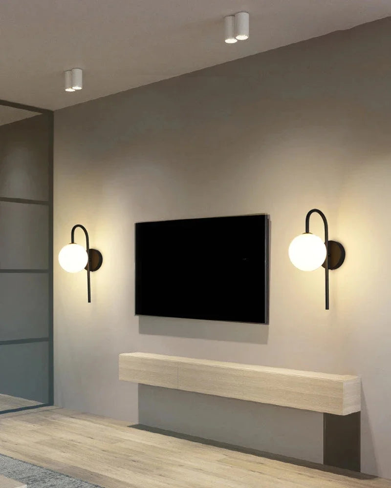 Frosted Glass Ball Indoor LED Wall Lamps with Plug Switch Black Gold G9 LED Wall Lights Wall Sconce for Corridor Aisle
