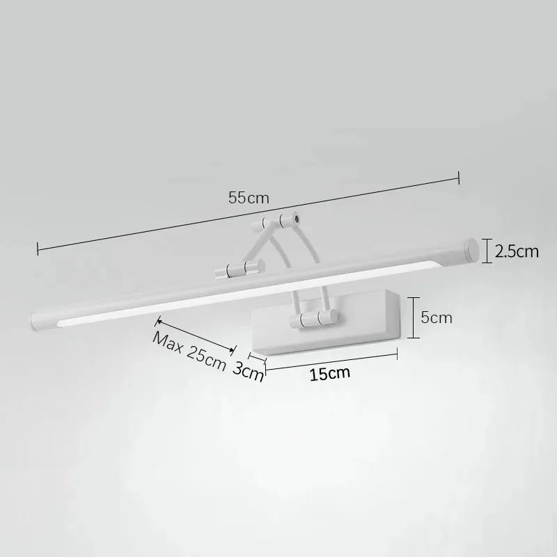 Mirror Front Light Bathroom Mirrors Cabinet Foldable Telescopic Adjustable Washbasin Shower Closet Strip LED Makeup Fill Light