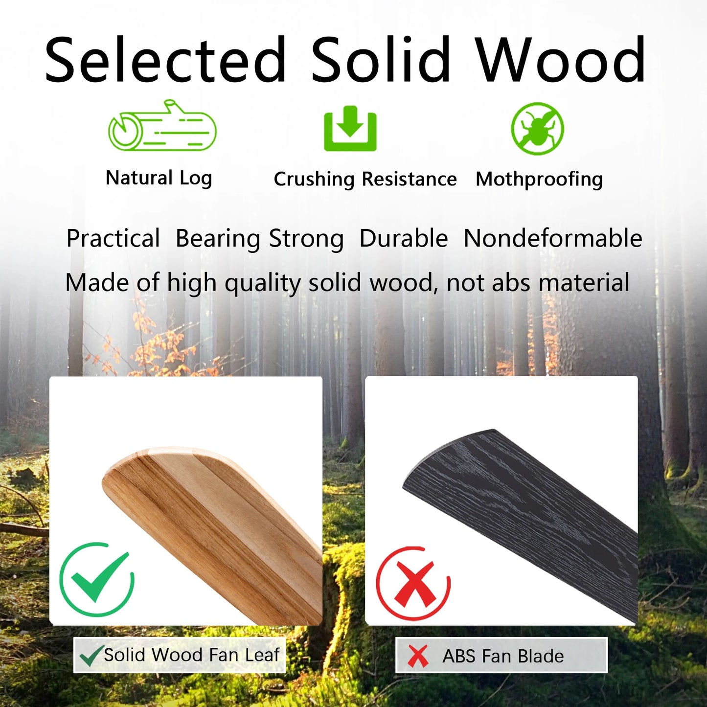 42 52 60 Inch Natural Wood Ceiling Fan with Lights Remote Control Quiet DC Motor Ventiladores De Techofor 85-265V Ceiling Fans