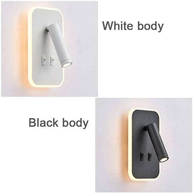 LED Wall Light 220V AC Backlight Rotating Adjustable Spotlight for Hotel Study Reading Bedroom Bedside Lamp Spot Lights