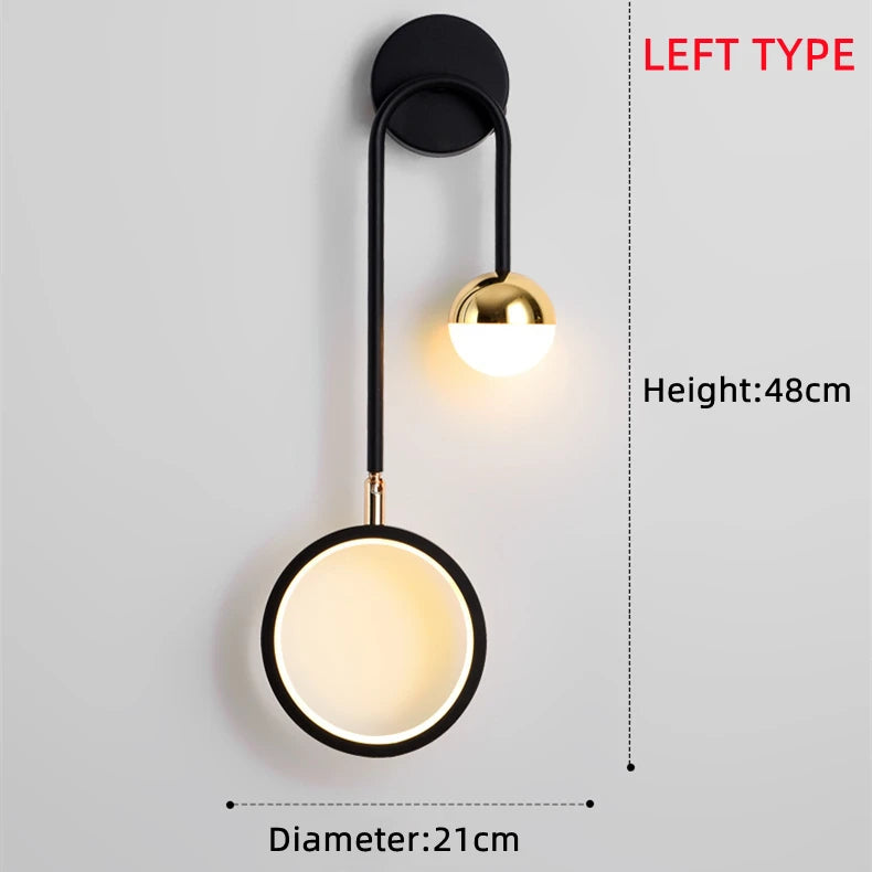 Modern Led Wall Lamp Nordic Sconce Round Lighting Luxury Rotatable Corridor Bedside Hallway Living Room Dining Indoor Deco Light