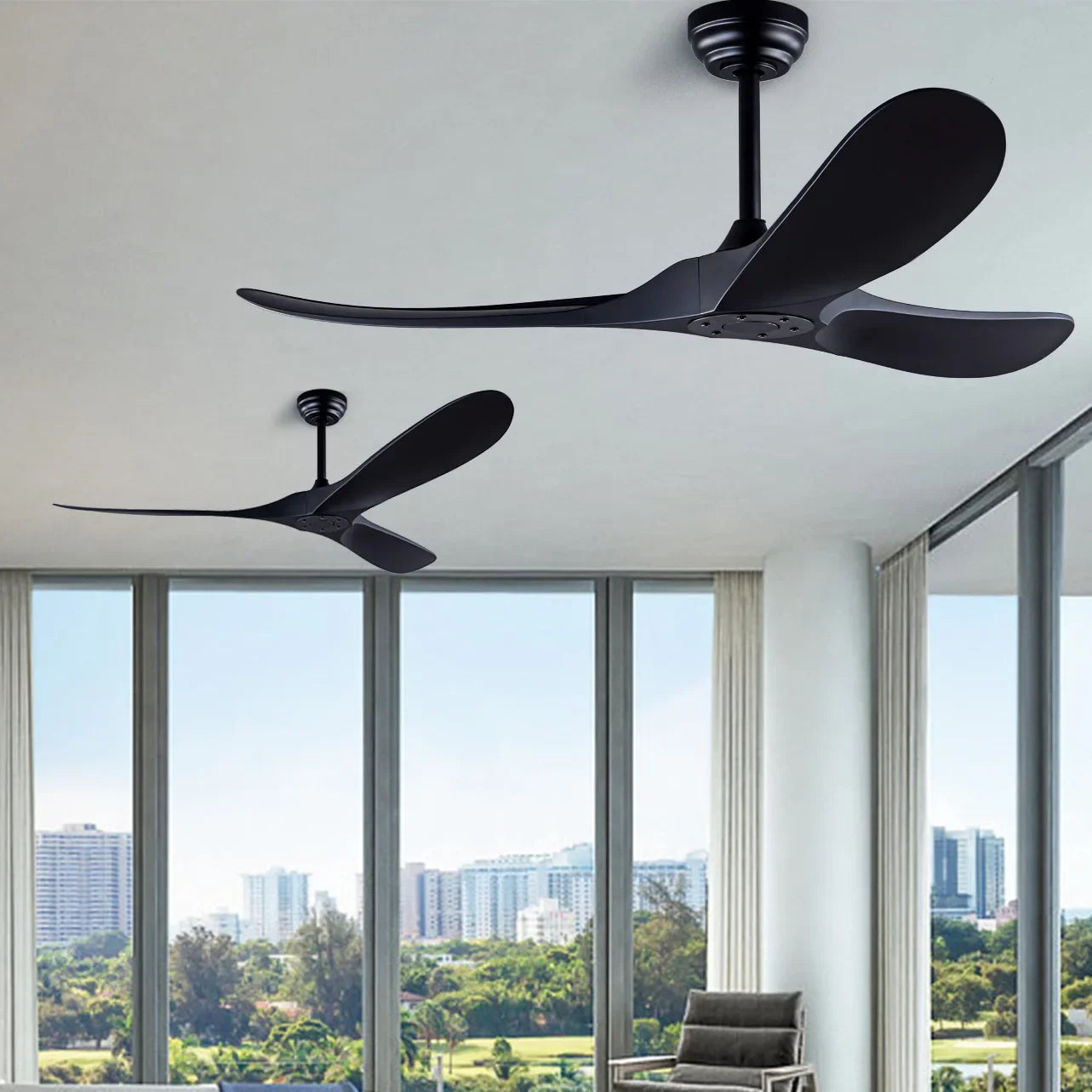 85V - 260V Solid Wood Bland 52 60 Inch Ceiling Fans with LED DC Motor Remote Control