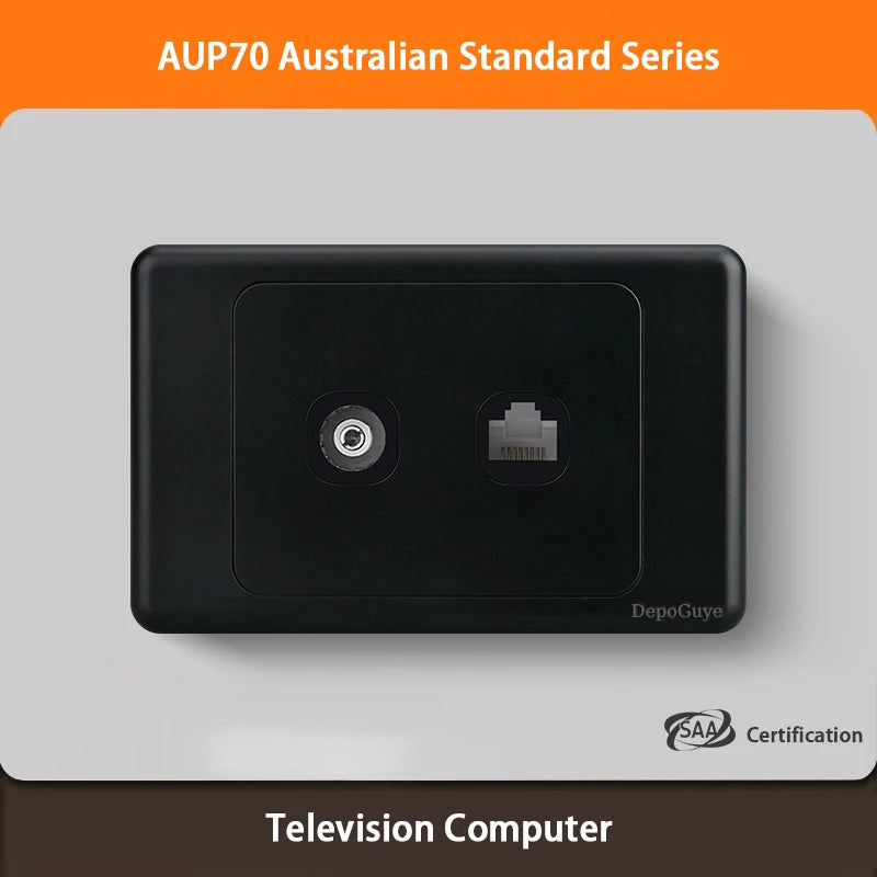 Black Australian Standard USB C Wall Dual Socket with 1/2/3Gang Switch,AU Plug Adapter Mobile Phone Charging Power 10A Outlet
