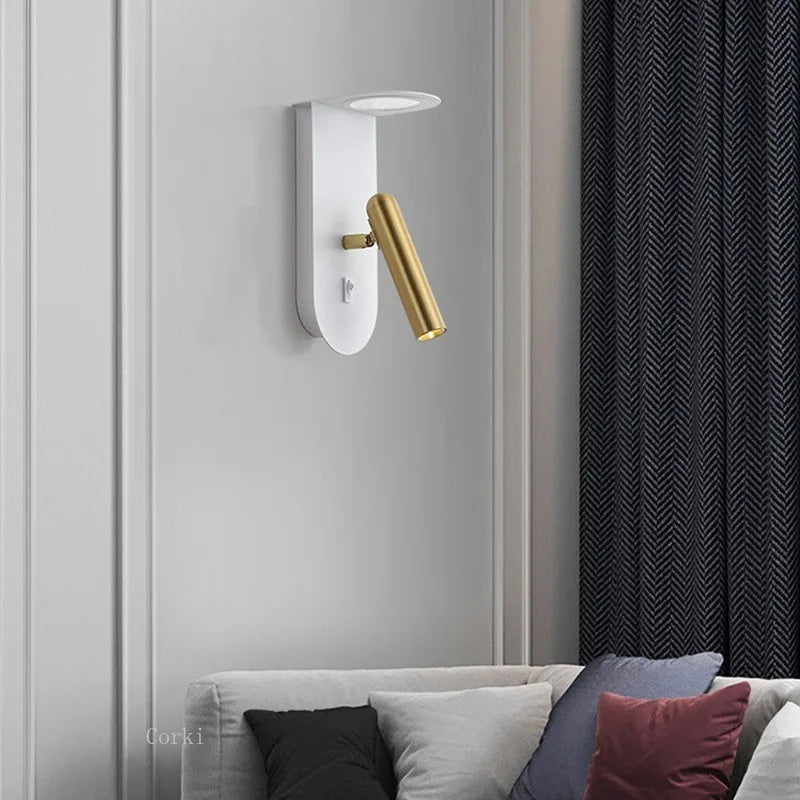 New Minimalist Wall Lamp Rotatable Spotlight Creative Bedroom Bedside Lamp Design Modern Led Wall Sconce ligjt for Hotel Rooms