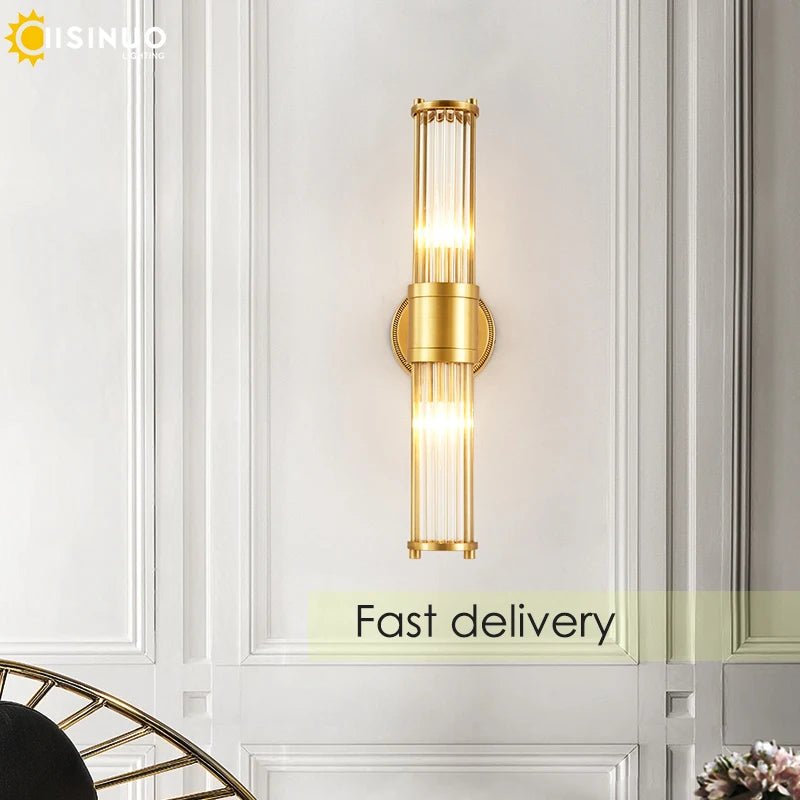 Copper Wall Sconce Light Indoor Wall Mount Lamp E14 Base Wall Fixture for Bedroom Living Room Balcony Hallway Decoration 96V240V