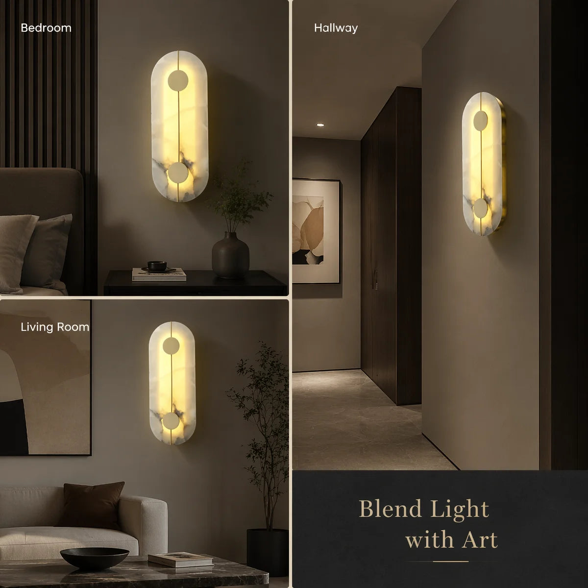 Modern Luxury Creative Marble Wall Light - Alabaster Marble Wall Lamp Sconce for Bedroom Bedside Living Room Aisle Indoor Decor