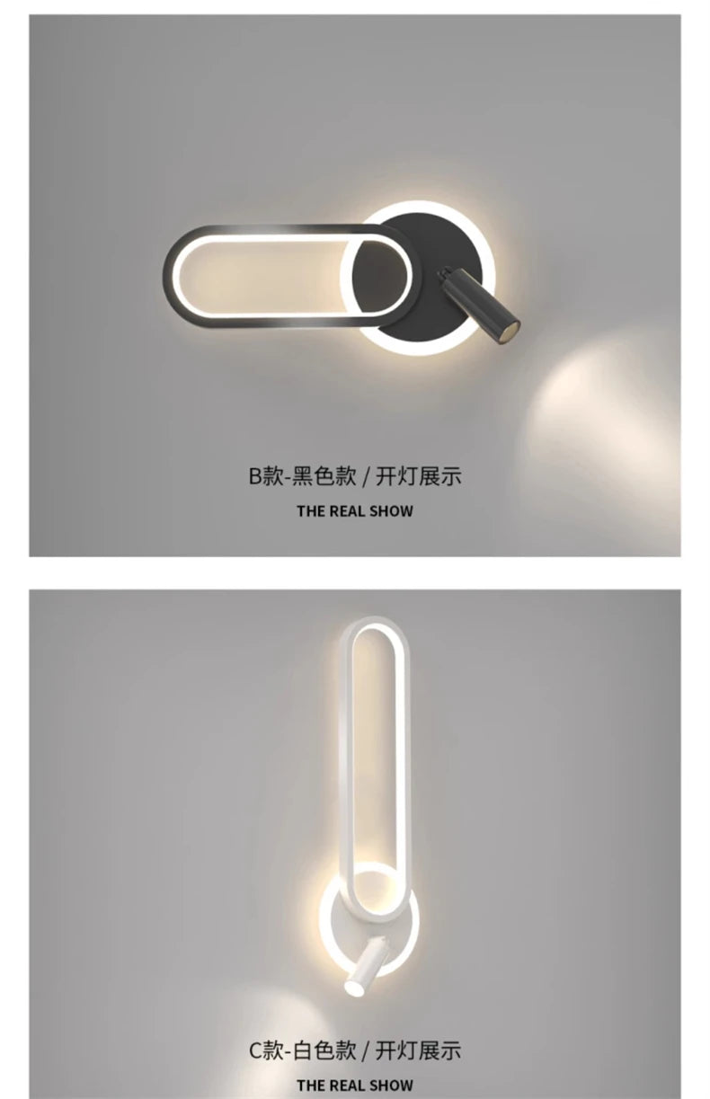 Bedside Lamp Modern Simple Creative Living Room Background Wall Stairwell Wall Lamp Nordic Network Red Corridor Wall Light