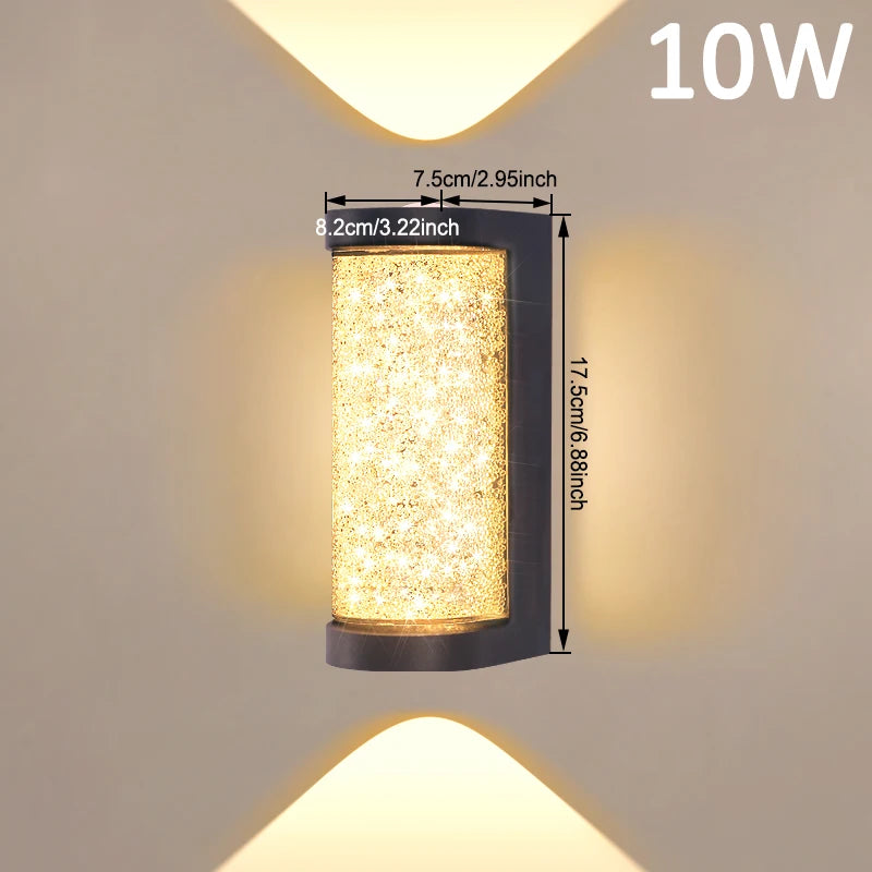 Outdoor Waterproof Wall Light European Luxury Crystal 10W LED Wall Lamp for Porch Corridor Villa Hotel Exterior Wall Lamps
