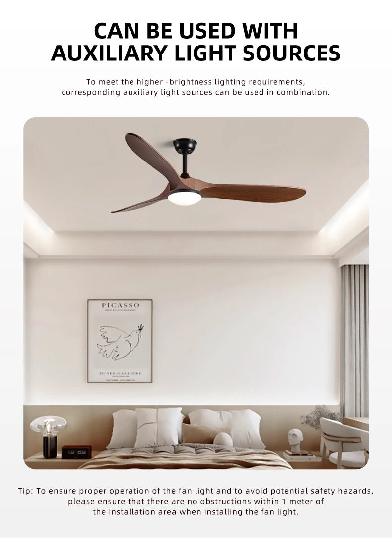 36,42,52,60 Inch Inverter Ceiling Fan Light w/Remote, Quiet, 6-Speed, Energy-Efficient for Living, Dining, Study, Bedroom