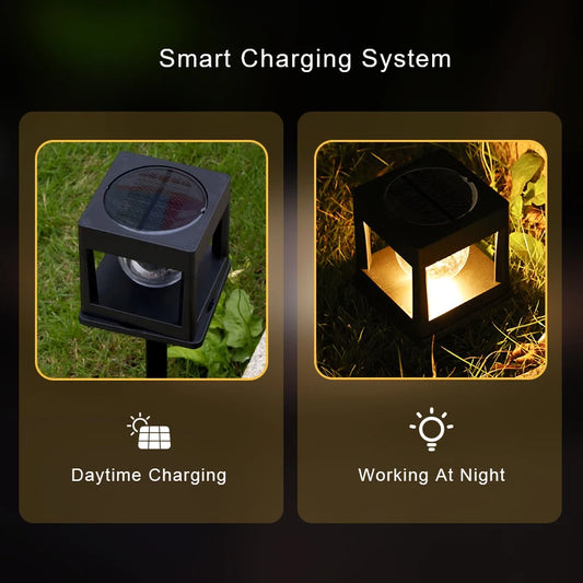 2LEDs Solar Column Head Lights Outdoor, Led Lawn Lamp, IP65 Waterproof Buried Light, for Garden Courtyard Park Column