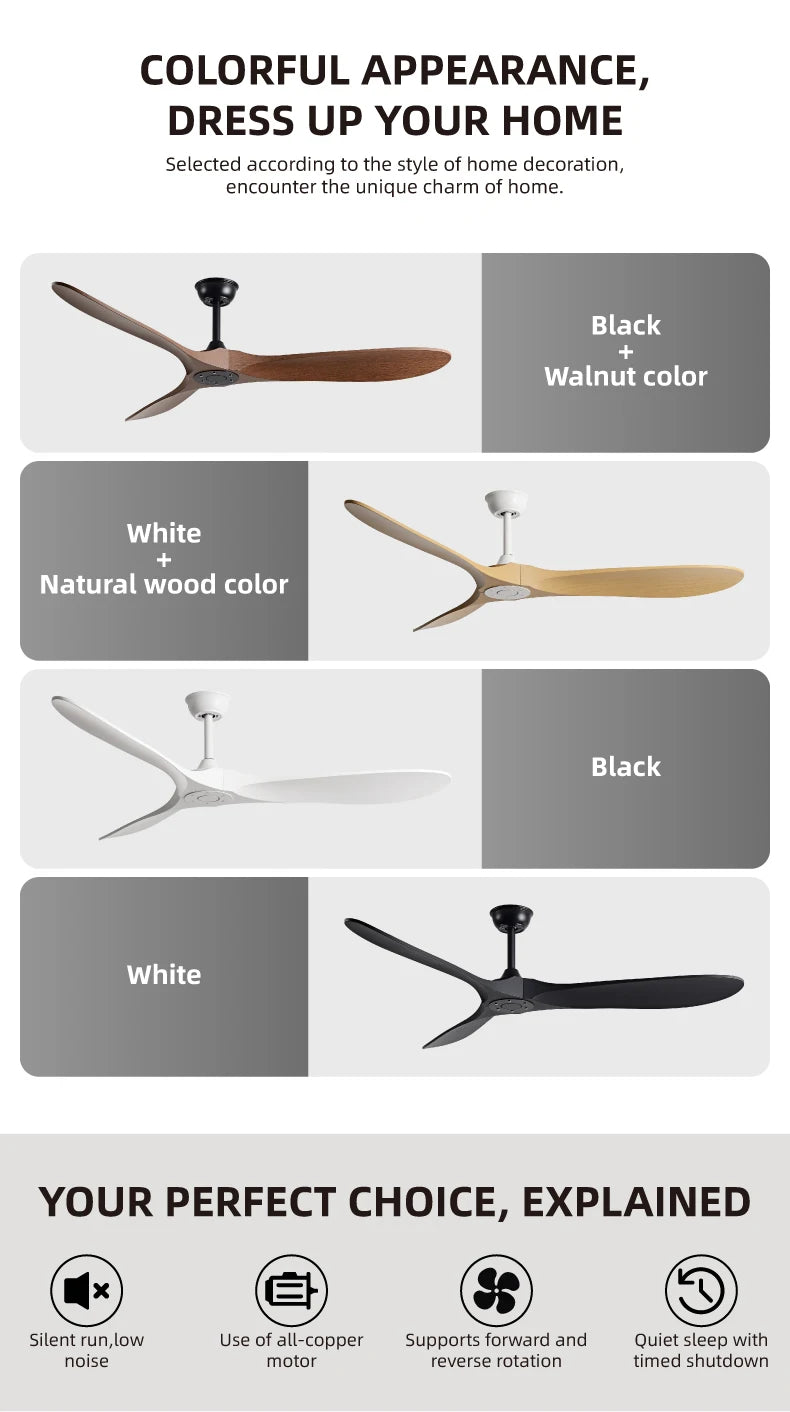 FUMANJIA 36,42,52,60 Inch Inverter Ceiling Fan w/Remote, Quiet, 6 - Speed, Energy - Efficient for Living, Dining, Study, Bedroom