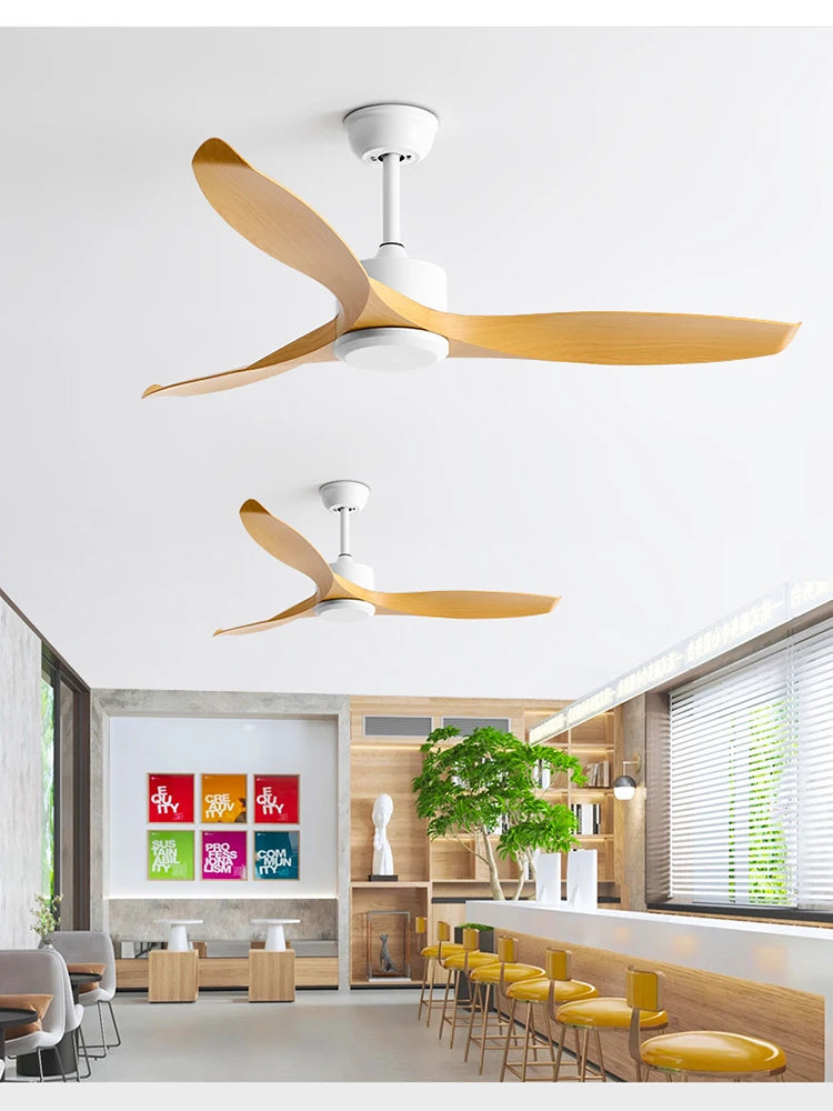 Modern Simple 42 /52 Inch Pure Copper DC Motor Remote Control ABS Blade Led Ceiling Fan With Light Restaurant Fan