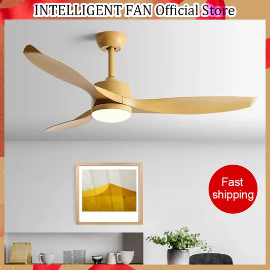 Modern Simple 42 /52 Inch Pure Copper DC Motor Remote Control ABS Blade Led Ceiling Fan With Light Restaurant Fan