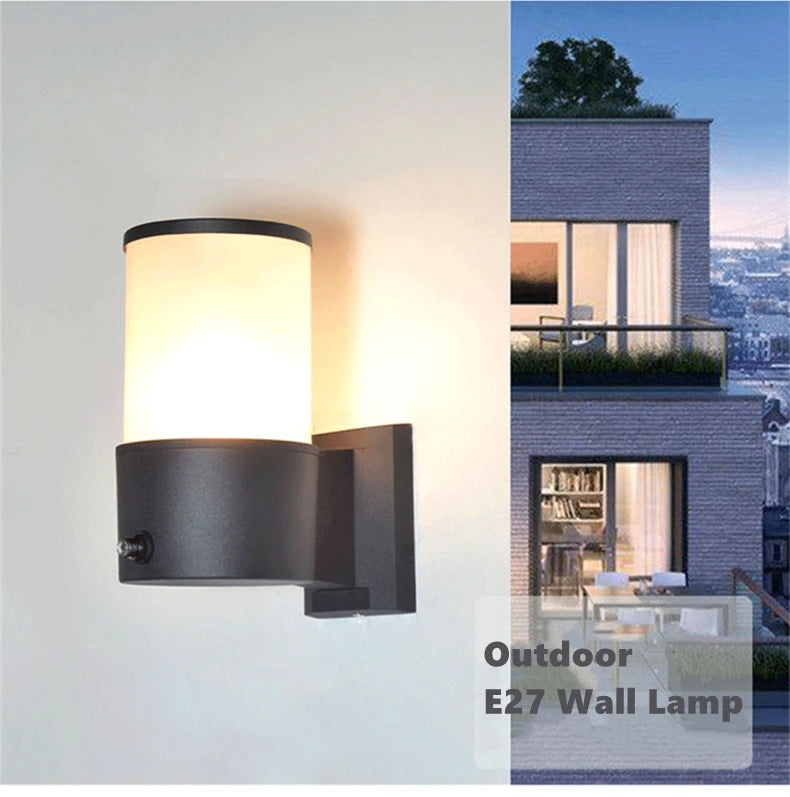 E27 LED Outdoor Wall Lamp Sensor Up Down Glass Aluminum Waterproof Garden Light Corridor Street Exterior Wall Sconce 110V 220V