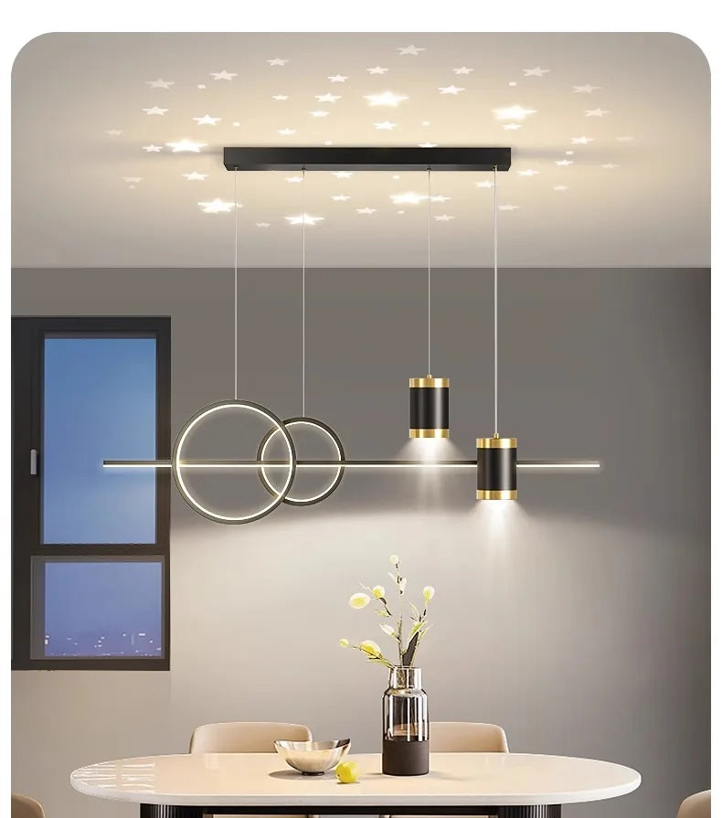 Modern Dining Room Pendant Light LED Smart Remote Control Dining Table Hanging Lamp Luxury Lustre Home Indoor Decor Chandelier