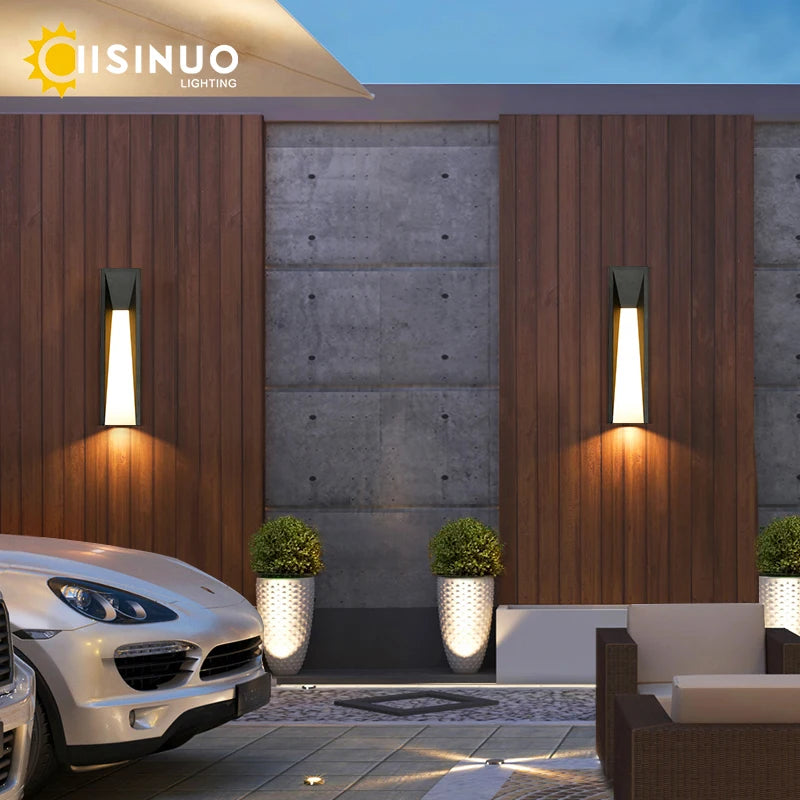 Outdoor Wall Lamp LED Black Lighting Exterior Light Fixtures AC110 220V Porch Lights Wall Mounted Garden Lamp for Patio Entryway
