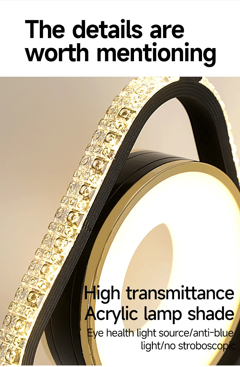 Modern Pendant Lamp Dining Room LED Crystal Design Gold Finish Minimalist Bedroom Bedside Lighting Chandelier for Home Decor