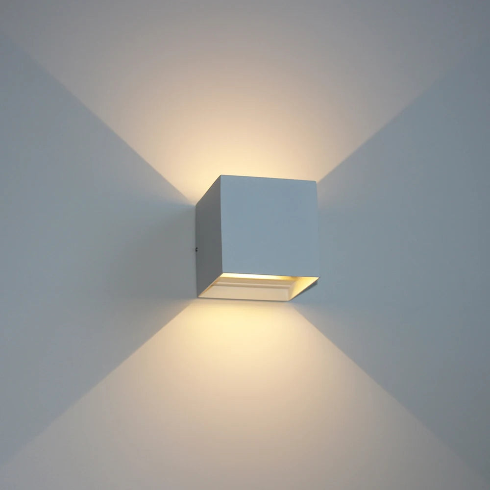 Outdoor Waterproof Wall Lamp Modern Square Aluminum Black White Gray Wall Lighting Porch Courtyard Lamp Exterior Wall Fixture