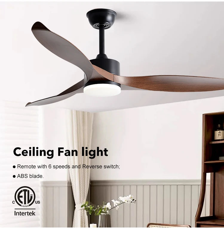 Modern Simple 42 /52 Inch Pure Copper DC Motor Remote Control ABS Blade Led Ceiling Fan With Light Restaurant Fan