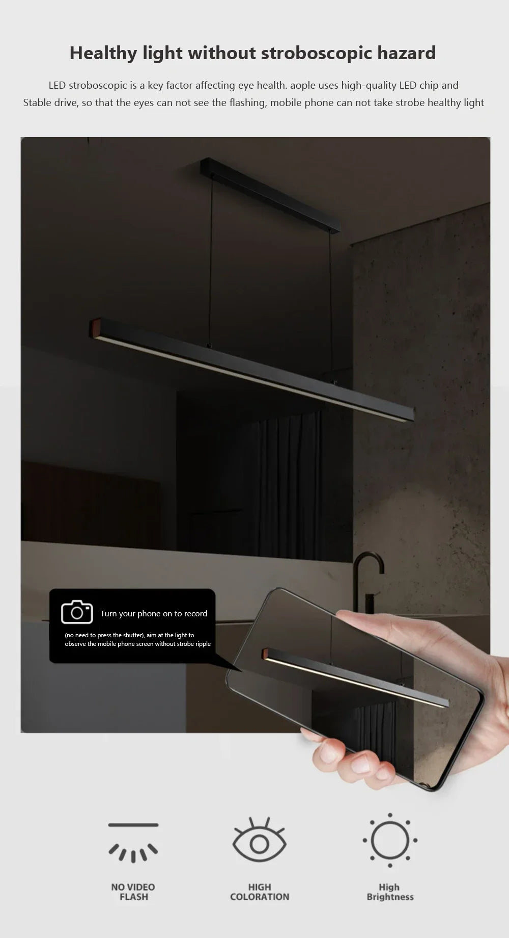 Modern LED Pendant Light For Living Dining Room Restaurant Office Long Simple Chandelier Home Deco Lighting Fixture Hanging Lamp
