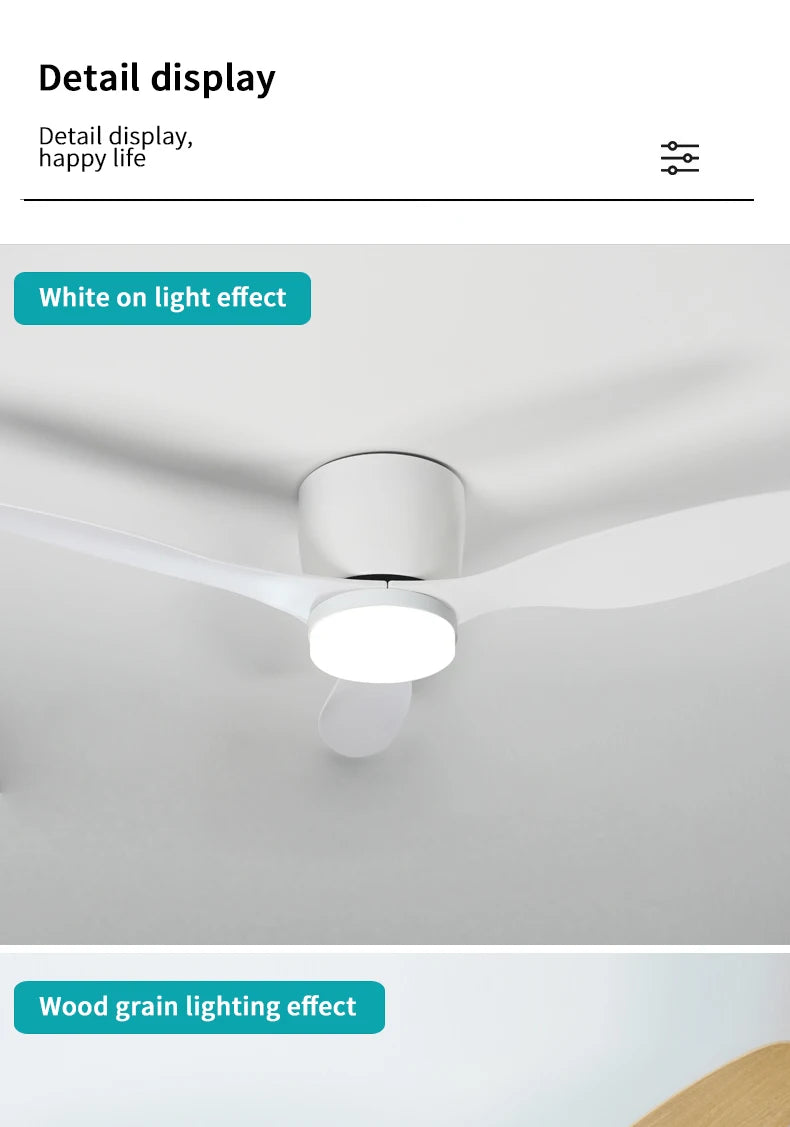 LED Light DC Motor Modern Ceiling Fan Kitchen Living Room Dining Room Household High Air Volume Remote Control Pendant Light