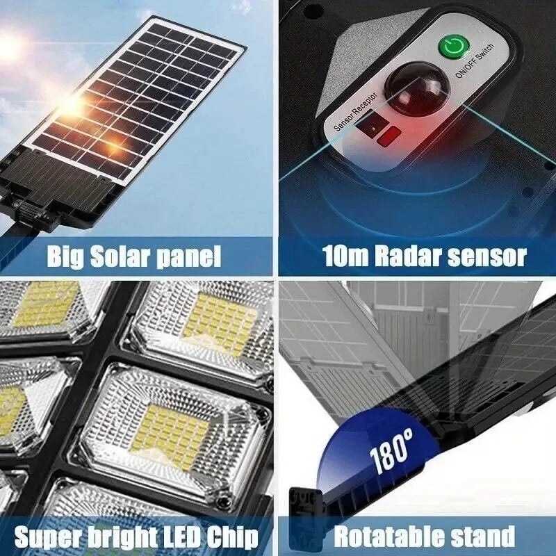 Outdoor Solar 504 LED Lights Waterproof 4500 mAh Super Bright Wall Lamp With Motion Sensor Remote Control Garden Street Light
